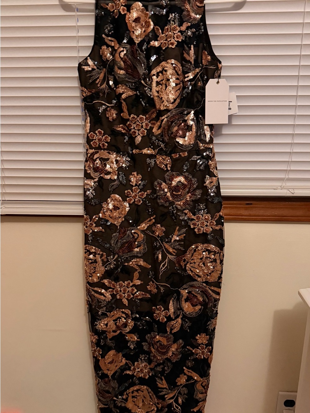 Dress the Population Brown Floral Sequin Sheath Dress - Picture 3 of 5